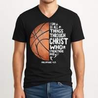 Can Do All Things Through Christ Philippians 4:13 Basketball V-Neck T-Shirt
