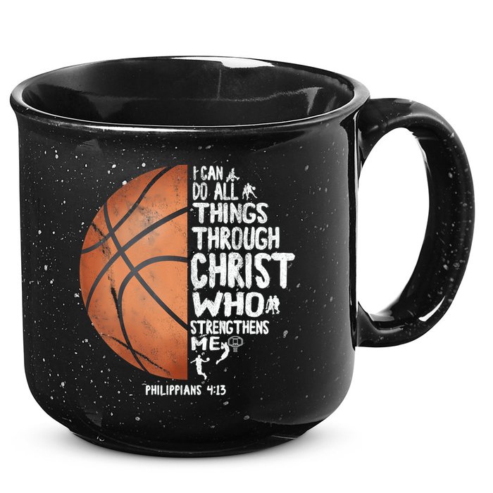 Can Do All Things Through Christ Philippians 4:13 Basketball 15oz Campfire Ceramic Mug