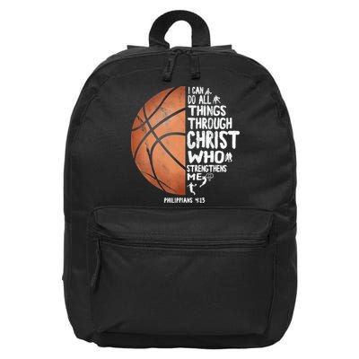 Can Do All Things Through Christ Philippians 4:13 Basketball 16 in Basic Backpack