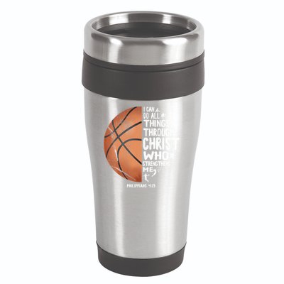 Can Do All Things Through Christ Philippians 4:13 Basketball 16oz Travel Tumbler