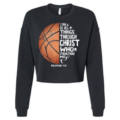 Can Do All Things Through Christ Philippians 4:13 Basketball Cropped Pullover Crew
