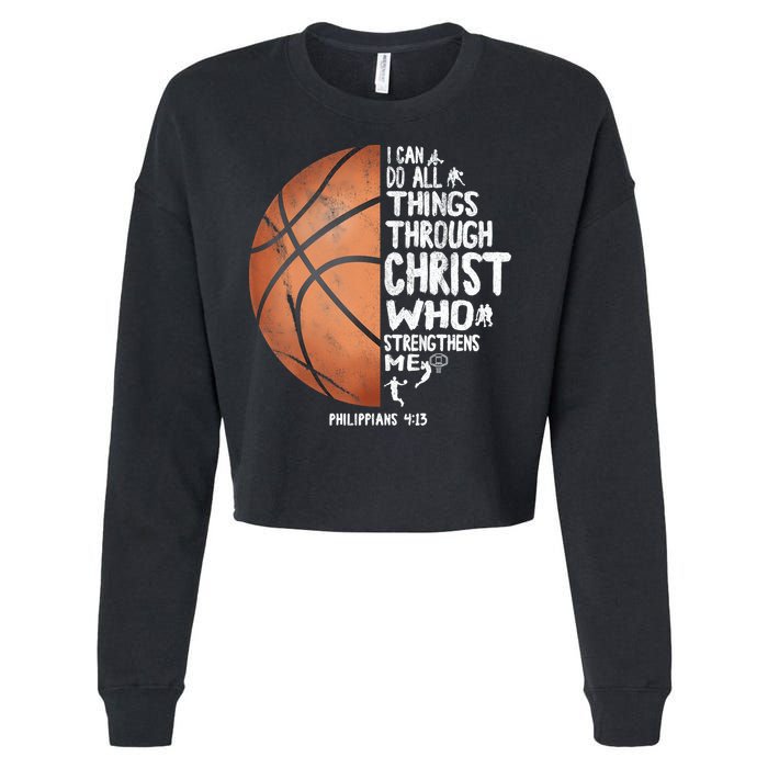 Can Do All Things Through Christ Philippians 4:13 Basketball Cropped Pullover Crew