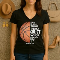 Can Do All Things Through Christ Philippians 4:13 Basketball Women's V-Neck T-Shirt
