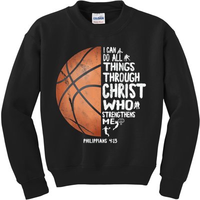 Can Do All Things Through Christ Philippians 4:13 Basketball Kids Sweatshirt