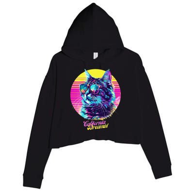 Catifornia Dreamin About Birds And Mice Crop Fleece Hoodie