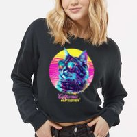 Catifornia Dreamin About Birds And Mice Cropped Pullover Crew