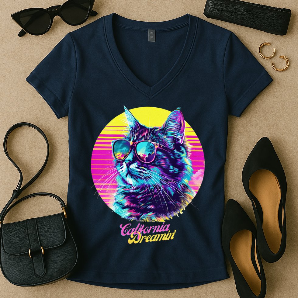 Catifornia Dreamin About Birds And Mice Women's V-Neck T-Shirt