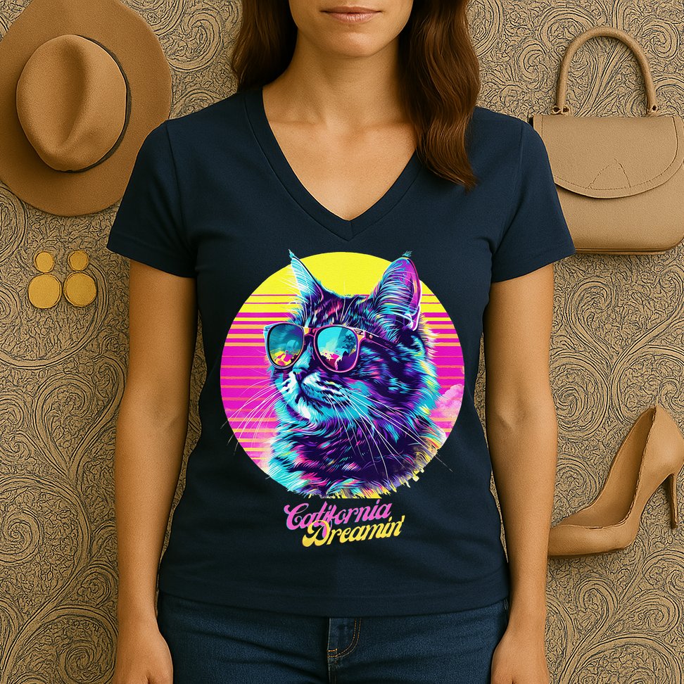 Catifornia Dreamin About Birds And Mice Women's V-Neck T-Shirt