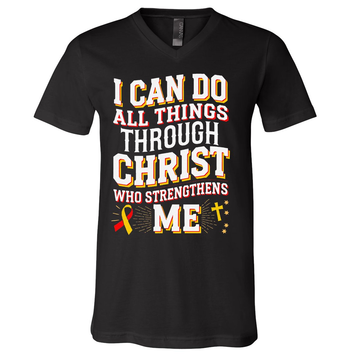 Can Do All Things Through Christ Hepatitis Awareness V-Neck T-Shirt