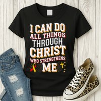 Can Do All Things Through Christ Hepatitis Awareness Womens T-Shirt