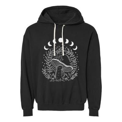 Cottagecore Dark Academia Aesthetic Mushroom Moon Witchy Garment-Dyed Fleece Hoodie