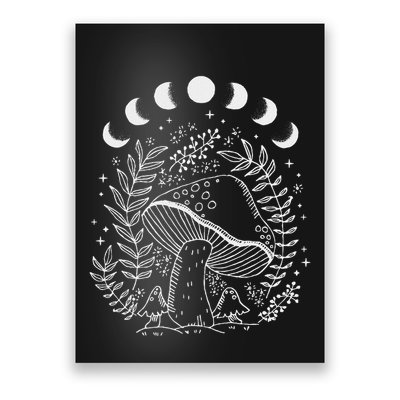 Cottagecore Dark Academia Aesthetic Mushroom Moon Witchy Poster
