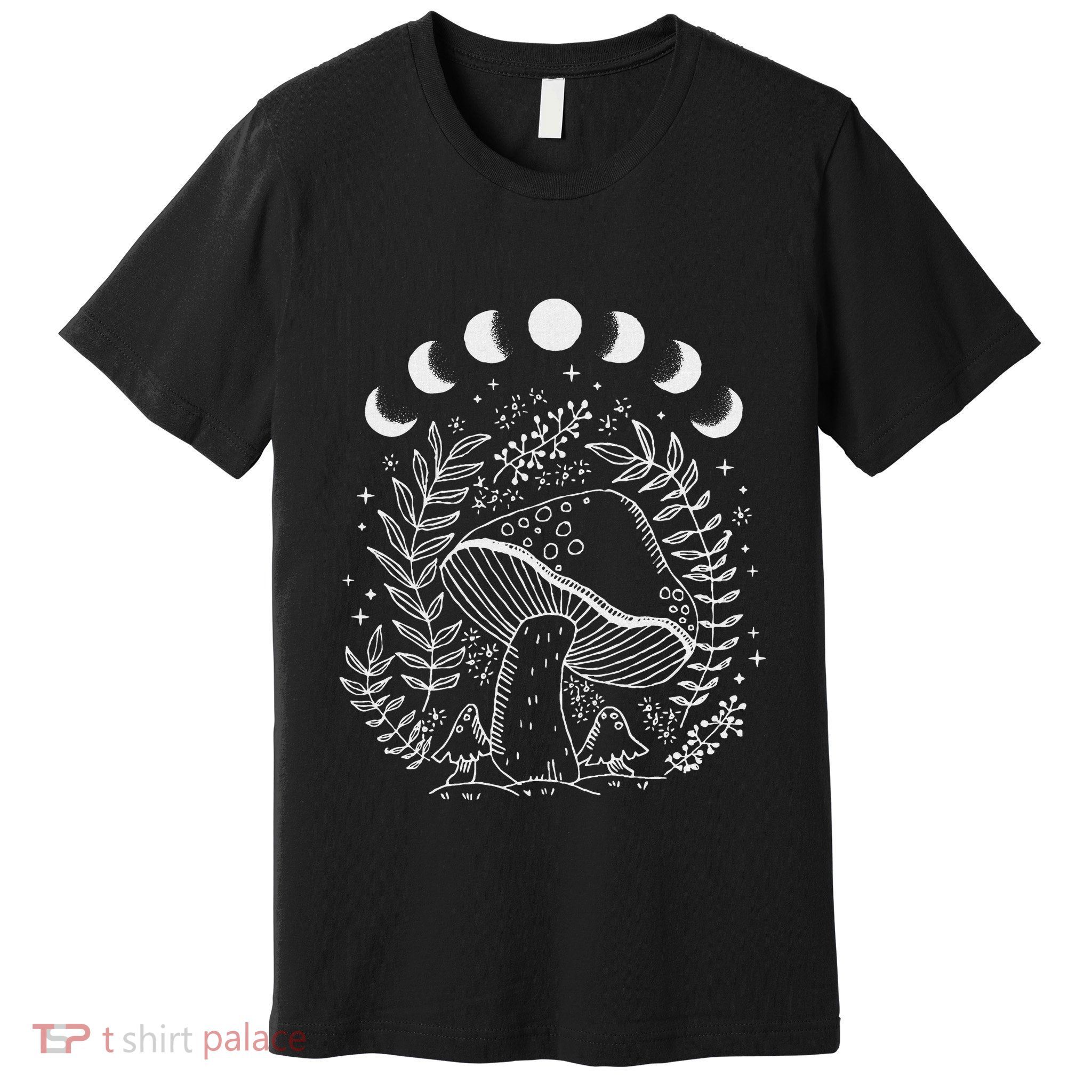 Cottagecore Dark Academia Aesthetic Mushroom Moon Witchy Premium T-Shirt