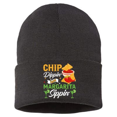 Chip Dippin' And Margarita Sippin Cinco De Mayo T Sustainable Knit Beanie