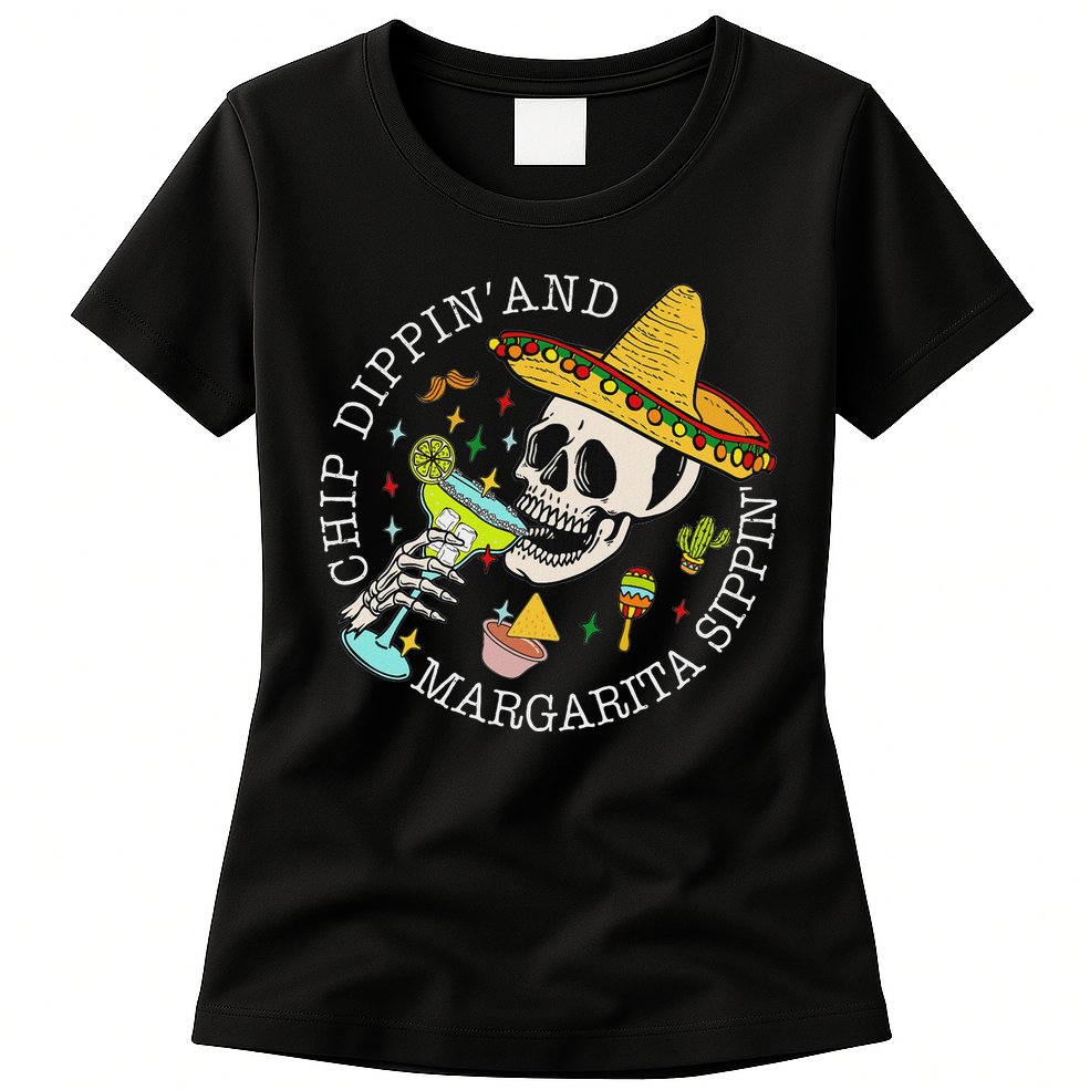 Chip Dippin And Margarita Sippin Cinco De Mayo Drinking Womens T-Shirt