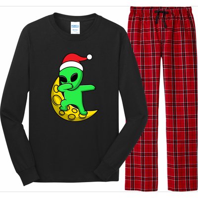 Cute Dabbing Alien Santa Claus Long Sleeve Pajama Set