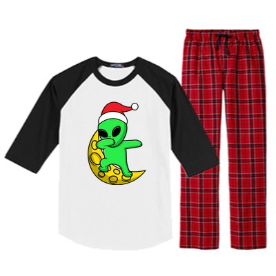 Cute Dabbing Alien Santa Claus Raglan Sleeve Pajama Set