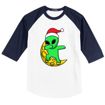 Cute Dabbing Alien Santa Claus Baseball Sleeve Shirt