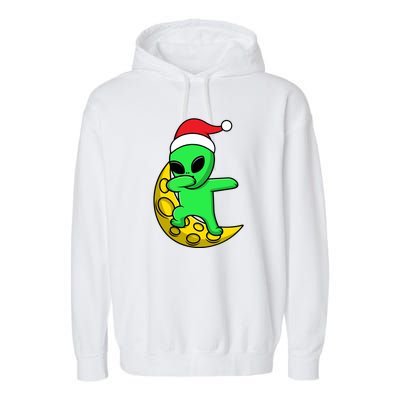 Cute Dabbing Alien Santa Claus Garment-Dyed Fleece Hoodie