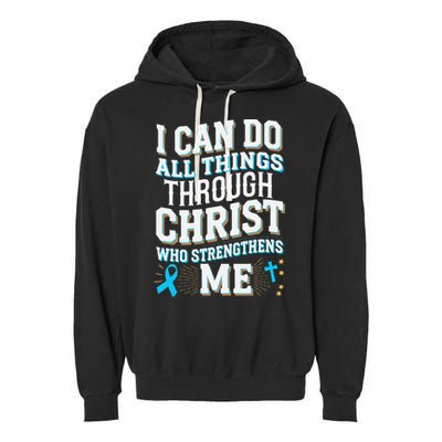 Can Do All Things Through Christ Prostate Cancer Awareness Garment-Dyed Fleece Hoodie