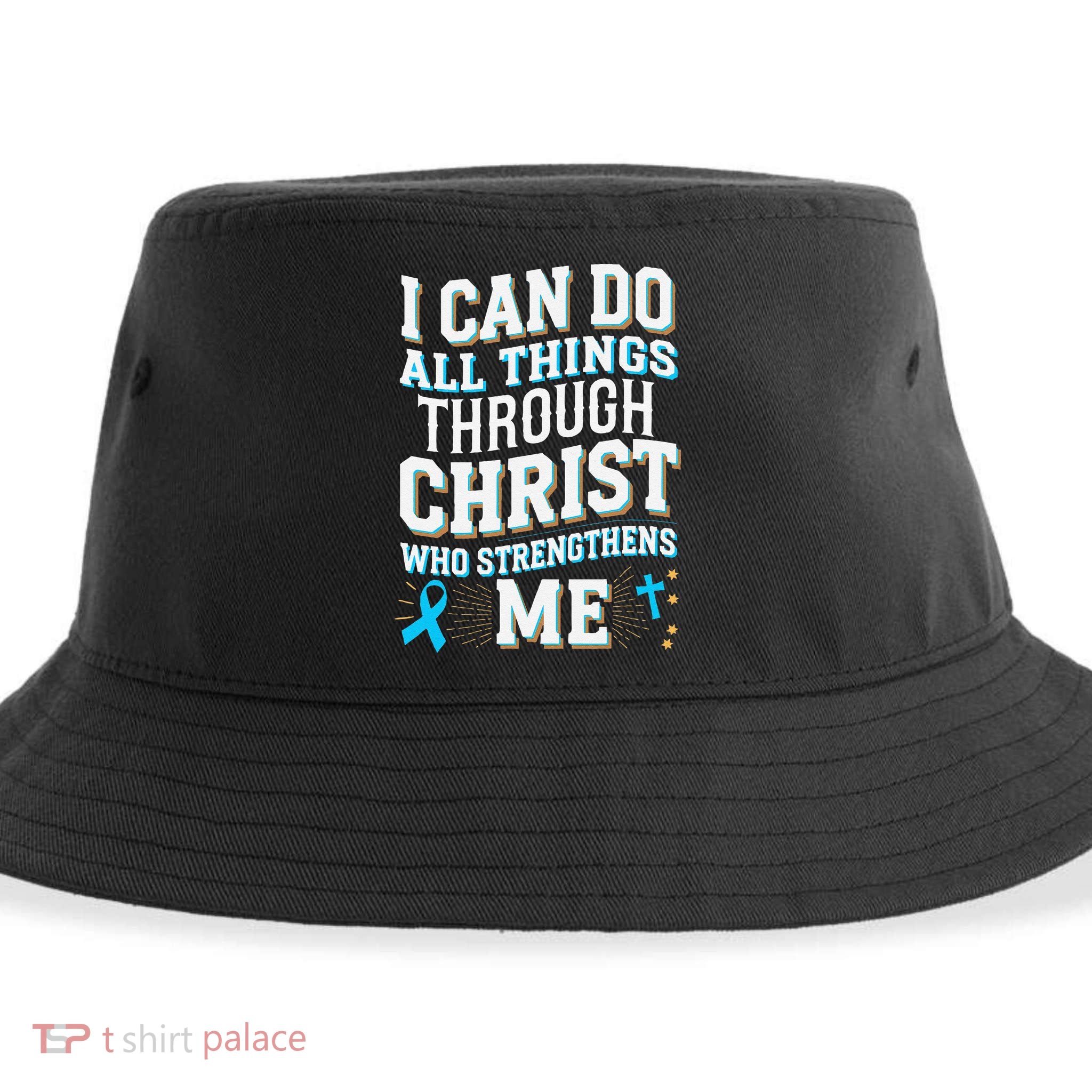 Can Do All Things Through Christ Prostate Cancer Awareness Sustainable Bucket Hat