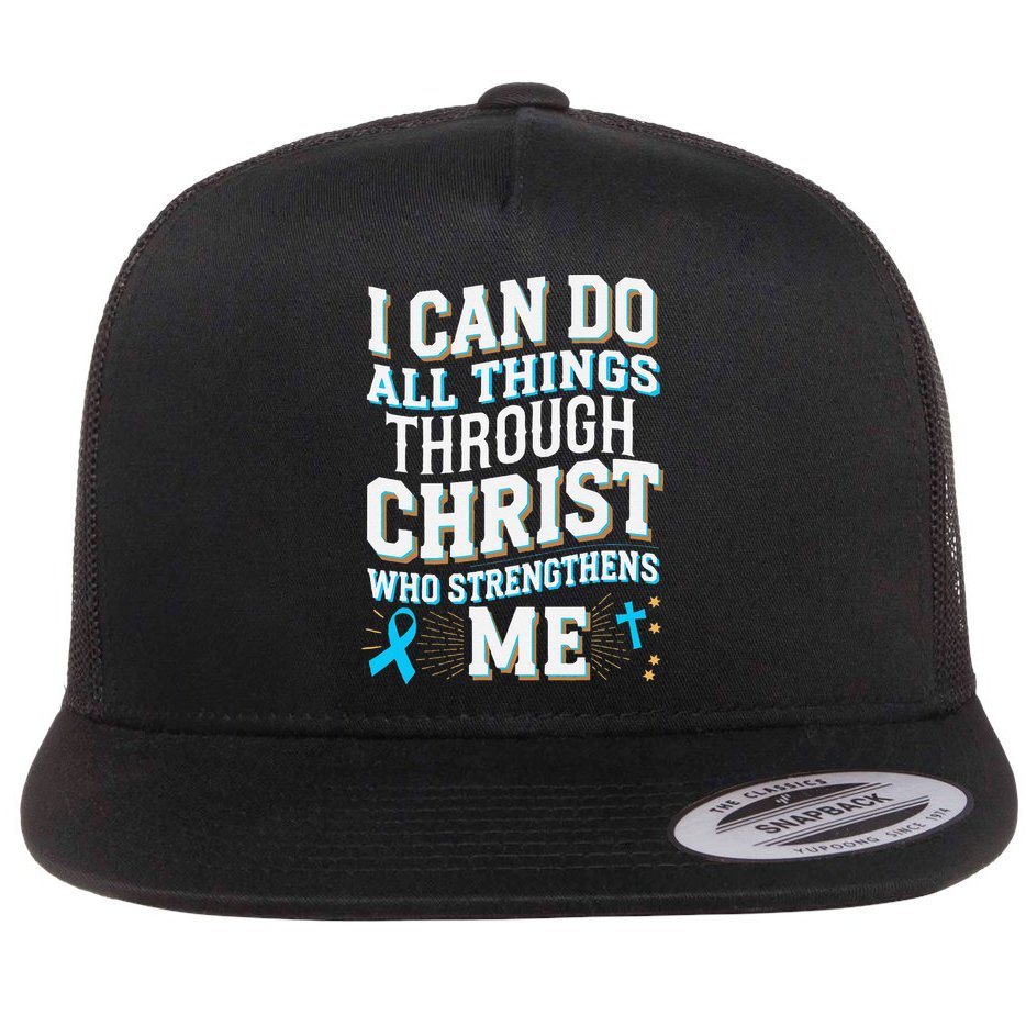 Can Do All Things Through Christ Prostate Cancer Awareness Flat Bill Trucker Hat