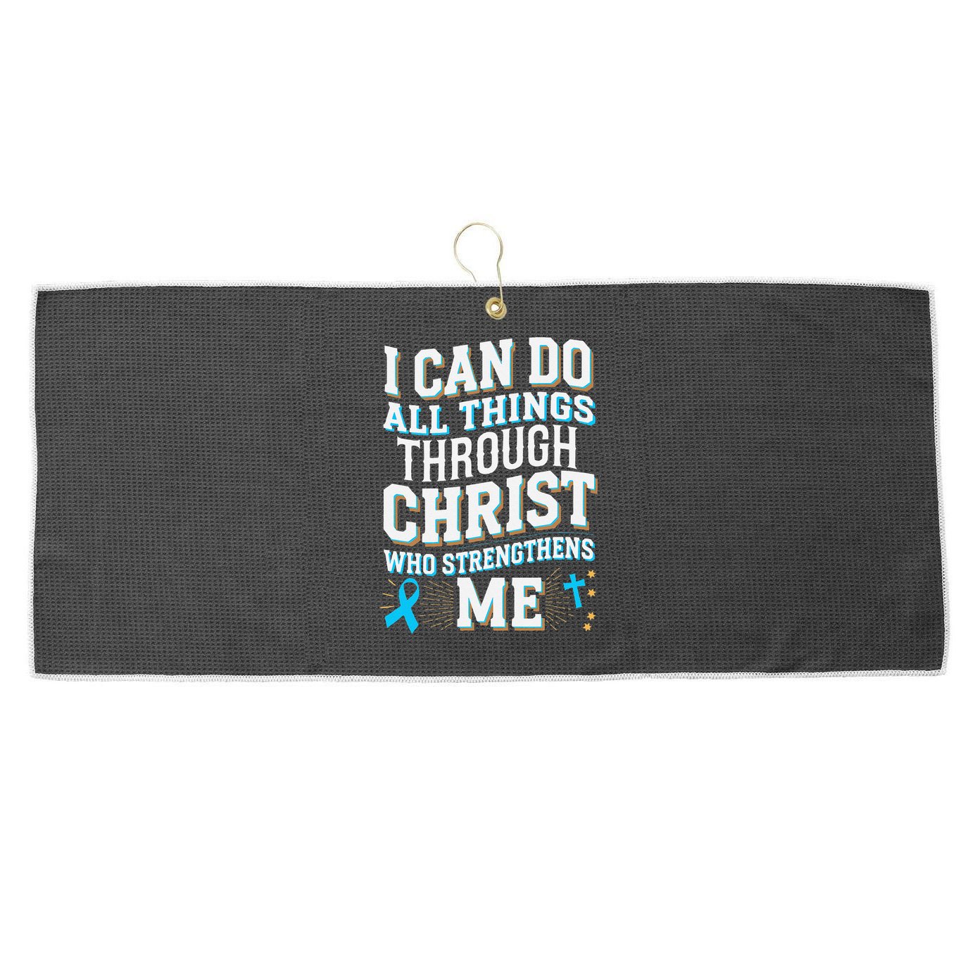 Can Do All Things Through Christ Prostate Cancer Awareness Large Microfiber Waffle Golf Towel