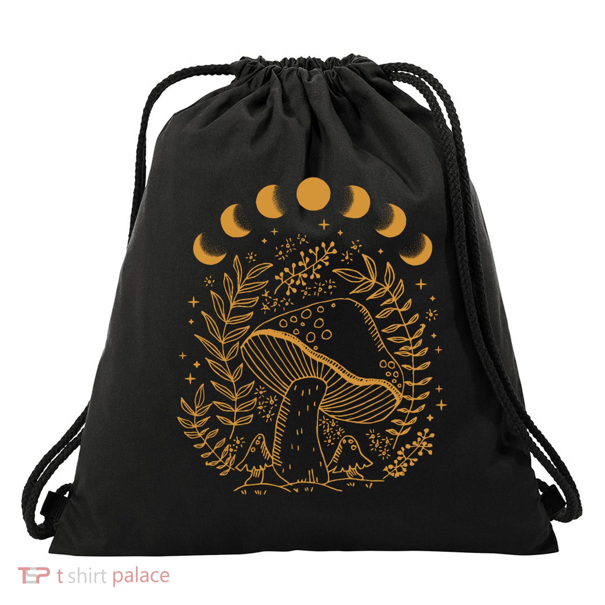 Cottagecore Dark Academia Aesthetic Mushroom Moon Witchy Gift Drawstring Bag