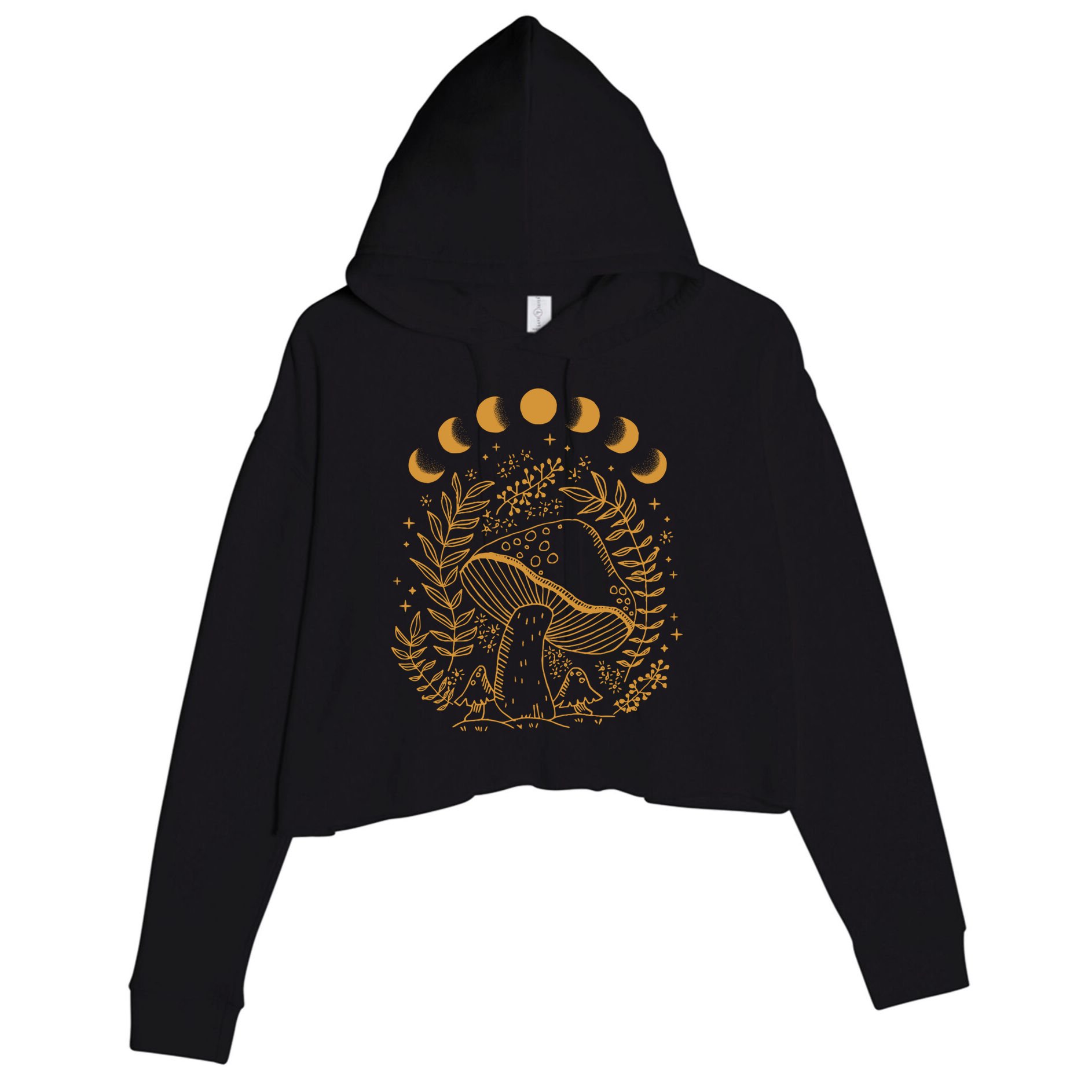 Cottagecore Dark Academia Aesthetic Mushroom Moon Witchy Gift Crop Fleece Hoodie