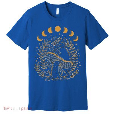 Cottagecore Dark Academia Aesthetic Mushroom Moon Witchy Gift Premium T-Shirt