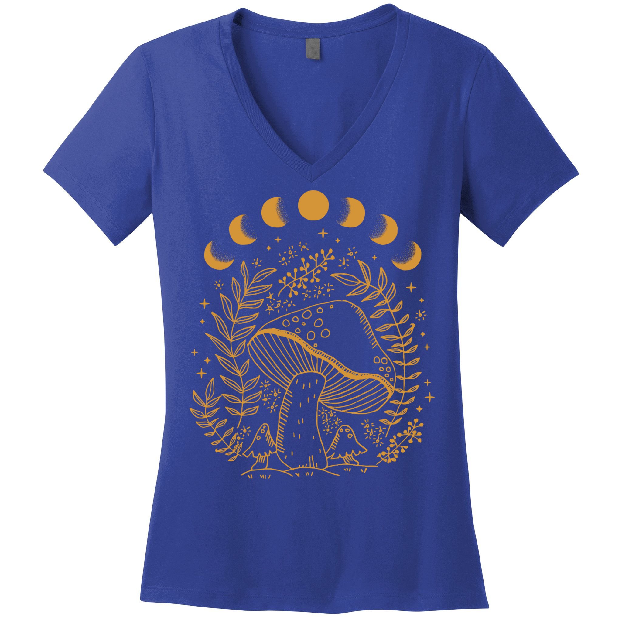 Cottagecore Dark Academia Aesthetic Mushroom Moon Witchy Gift Women's V-Neck T-Shirt