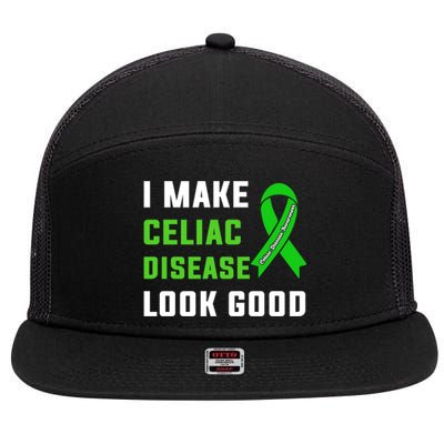 Celiac Disease Awareness Month 2024 Green Ribbon Warrior Gift 7 Panel Mesh Trucker Snapback Hat