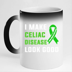 Celiac Disease Awareness Month 2024 Green Ribbon Warrior Gift 11oz Black Color Changing Mug