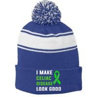 Celiac Disease Awareness Month 2024 Green Ribbon Warrior Gift Stripe Pom Pom Beanie