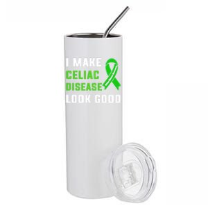 Celiac Disease Awareness Month 2024 Green Ribbon Warrior Gift Stainless Steel Tumbler