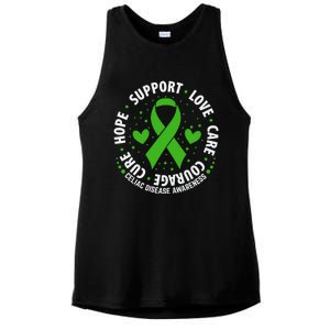 Celiac Disease Awareness Support Month Green Ribbon Cute Gift Ladies PosiCharge Tri-Blend Wicking Tank