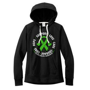 Celiac Disease Awareness Support Month Green Ribbon Cute Gift Women's Fleece Hoodie