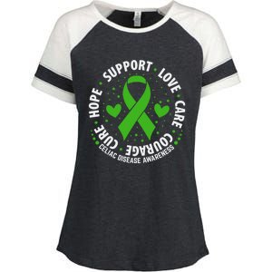 Celiac Disease Awareness Support Month Green Ribbon Cute Gift Enza Ladies Jersey Colorblock Tee