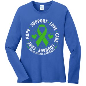 Celiac Disease Awareness Support Month Green Ribbon Cute Gift Ladies Long Sleeve Shirt