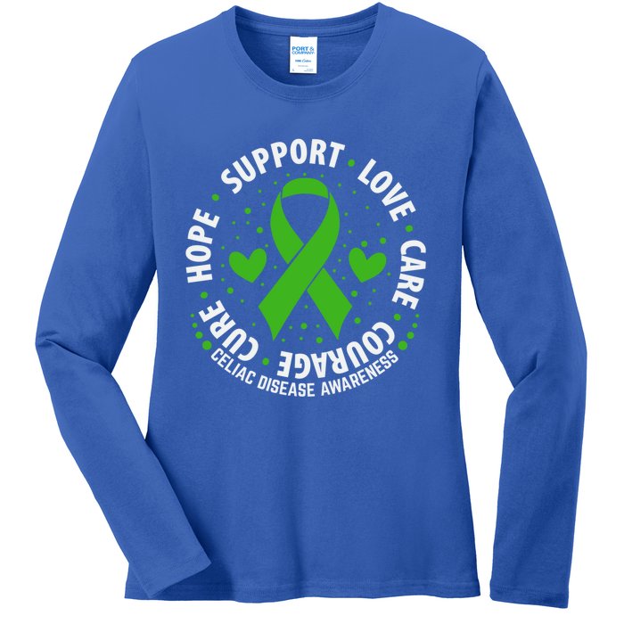 Celiac Disease Awareness Support Month Green Ribbon Cute Gift Ladies Long Sleeve Shirt