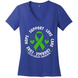 Celiac Disease Awareness Support Month Green Ribbon Cute Gift Women's V-Neck T-Shirt