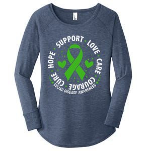 Celiac Disease Awareness Support Month Green Ribbon Cute Gift Women's Perfect Tri Tunic Long Sleeve Shirt