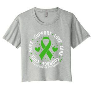 Celiac Disease Awareness Support Month Green Ribbon Cute Gift Women's Crop Top Tee