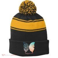 Can Do All Things Through Christ Who Strengthens Me Saying Stripe Pom Pom Beanie