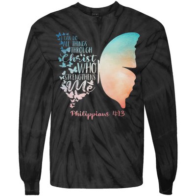 Can Do All Things Through Christ Who Strengthens Me Saying Tie-Dye Long Sleeve Shirt