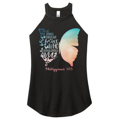 Can Do All Things Through Christ Who Strengthens Me Saying Women's Perfect Tri Rocker Tank