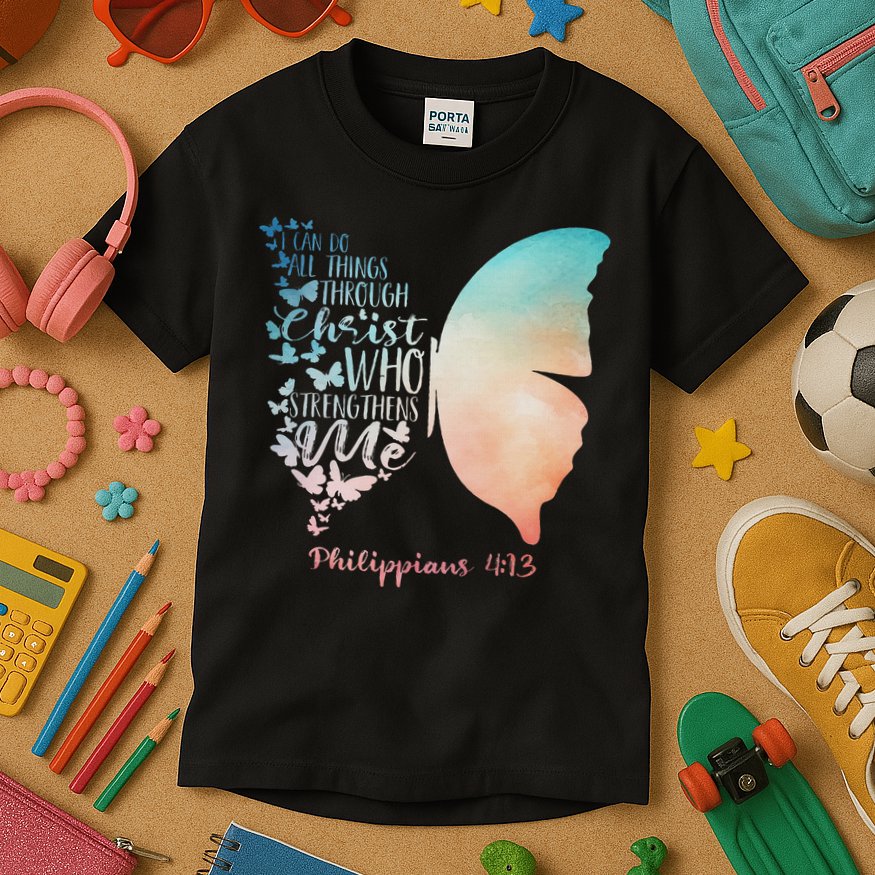 Can Do All Things Through Christ Who Strengthens Me Saying Kids T-Shirt