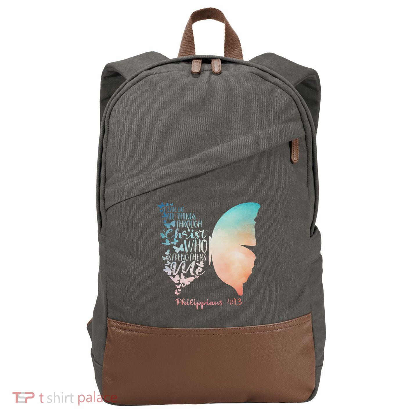 Can Do All Things Through Christ Who Strengthens Me Saying Cotton Canvas Backpack