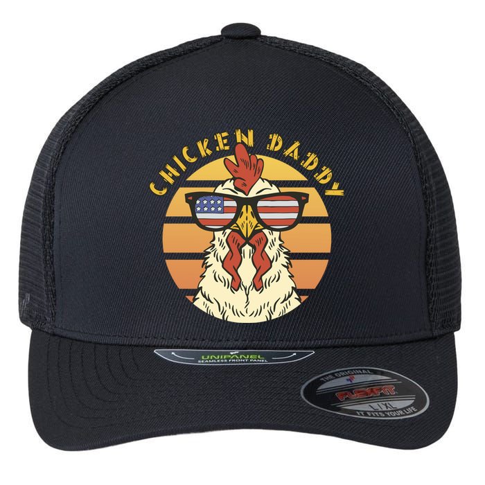 Chicken Daddy American Flag Funny Flexfit Unipanel Trucker Cap