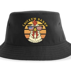 Chicken Daddy American Flag Funny Sustainable Bucket Hat